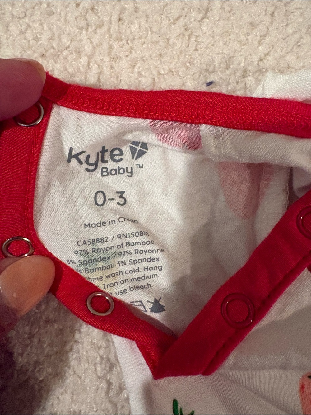 Kyte BABY White Onesie with Red Trim